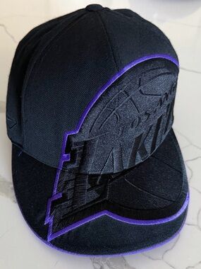 Reebok Los Angeles Lakers NBA Hat Black Purple Wrap Around Logo Flat Bill Cap